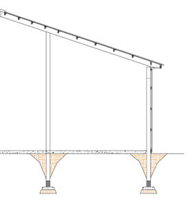 Building Foundation System 3 - Embedded columns; rafter roof