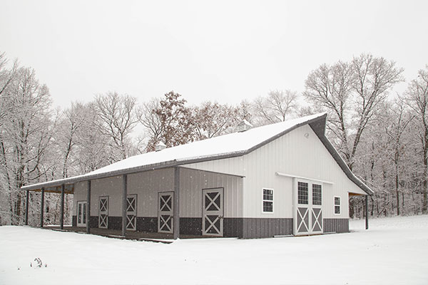 Pole Barn covered in snow